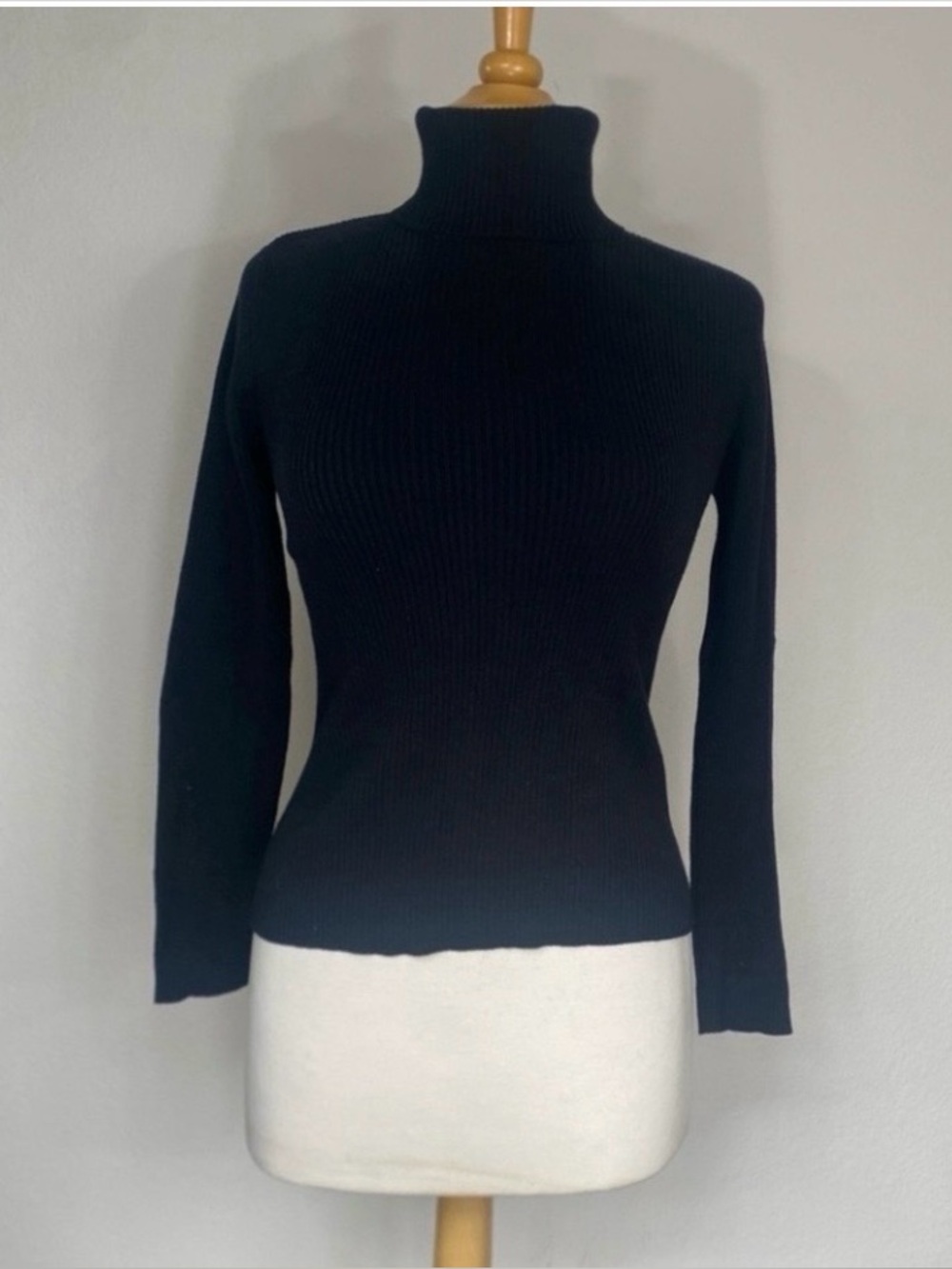 Norm Thompson Women’s Black Ribbed Turtleneck Sweater Size XS Classic Minimalist